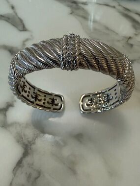 Judith Ripka hinged Sterling silver bracelet with CZs